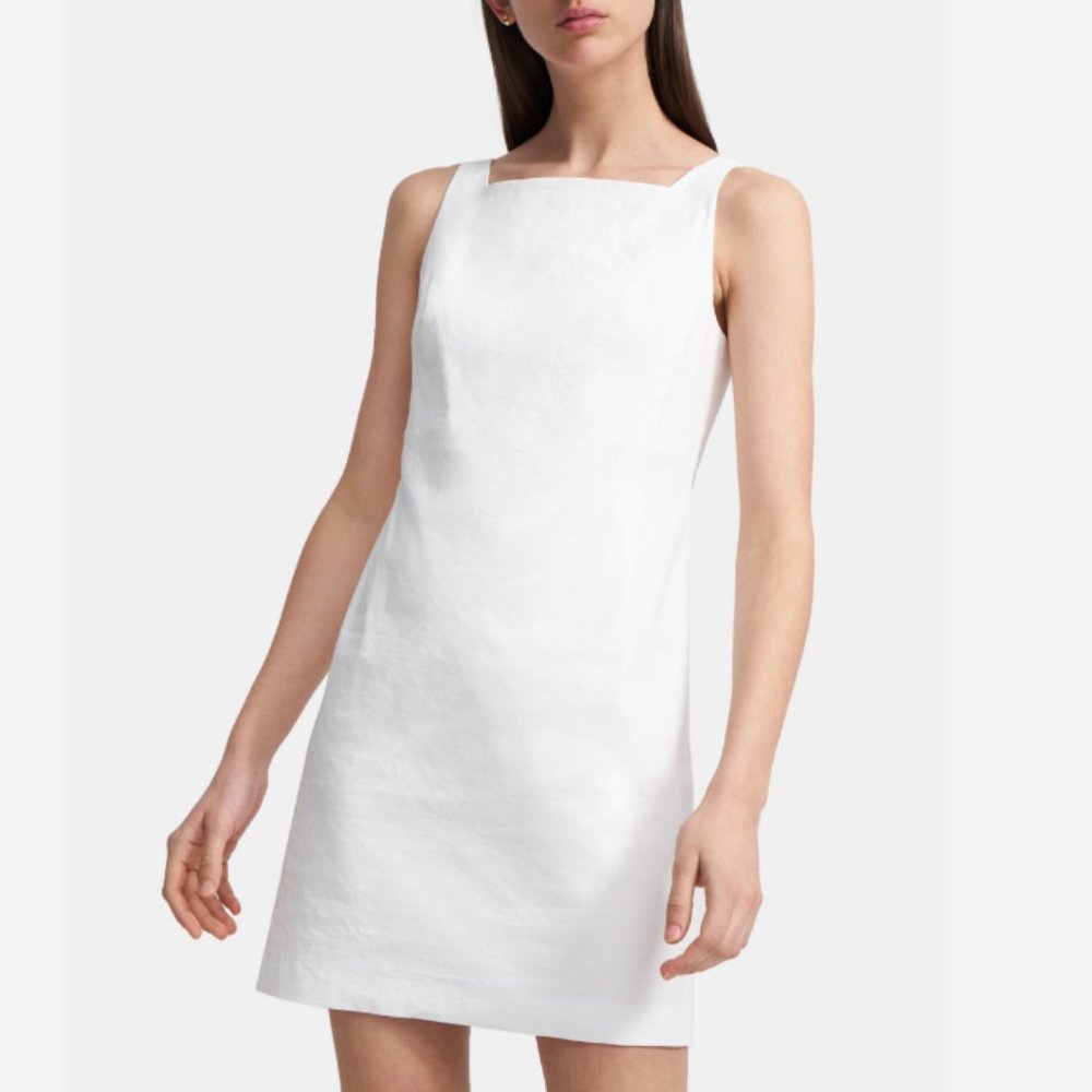 Theory NWT Square Neck Dress in Stretch Linen